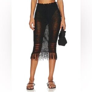 Black Crochet Midi Skirt